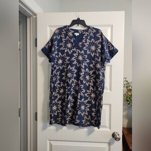 Floral Blue and Beige Dress